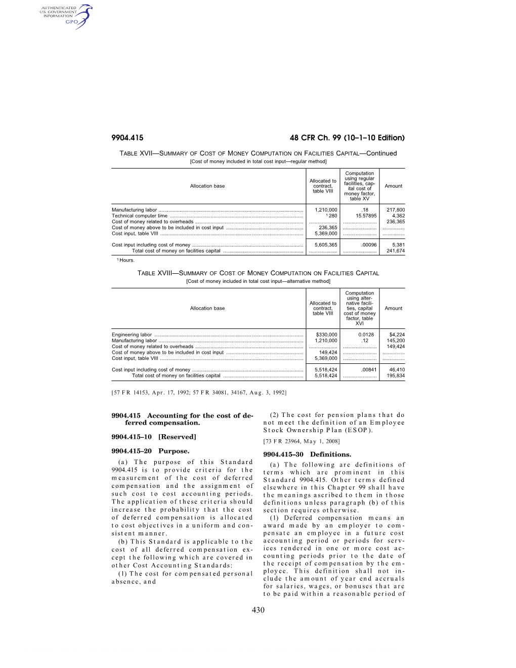 48 CFR Ch. 99 (10–1–10 Edition) 9904.415