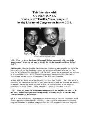 Interview with "Thriller" Producer Quincy Jones