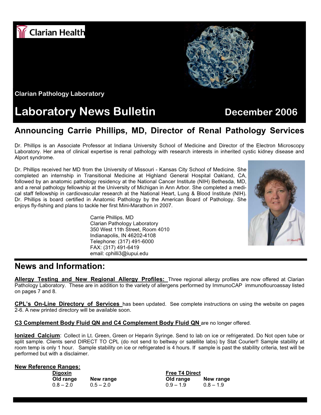 Laboratory News Bulletin December 2006