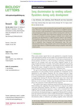 Song Discrimination by Nestling Collared Flycatchers During Early