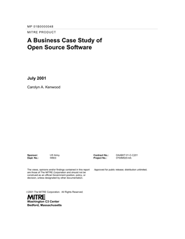 A Business Case Study of Open Source Software