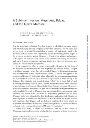 A Sublime Invasion: Meyerbeer, Balzac, and the Opera Machine
