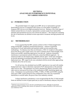Section 6 Analysis of Interference Potential to Various Services