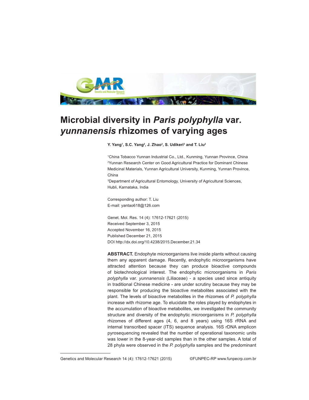 Microbial Diversity in Paris Polyphylla Var. Yunnanensis Rhizomes of Varying Ages