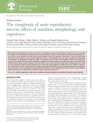 The Complexity of Male Reproductive Success: Effects of Nutrition, Morphology, and Experience Downloaded From