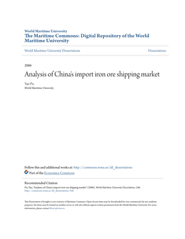 Analysis of China's Import Iron Ore Shipping Market Yan Pu World Maritime University