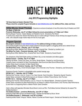 Hdnet Movies July 2012 Program Highlights