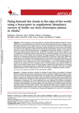 Flying Beneath the Clouds at the Edge of the World: Using a Hexacopter to Supplement Abundance Surveys of Steller Sea Lions (Eumetopias Jubatus) in Alaska1