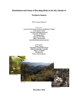 Distribution and Status of Breeding Birds in the Sky Islands of Northern Sonora