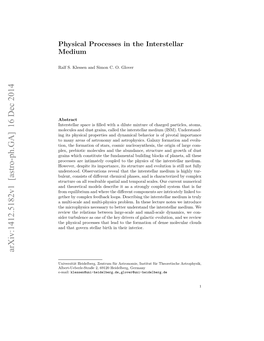 Physical Processes in the Interstellar Medium