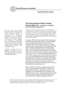 World Resources Institute the International Climate Change