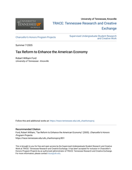 Tax Reform to Enhance the American Economy