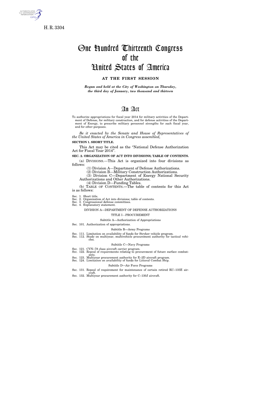 Enrolled Text of H.R. 3304 from The