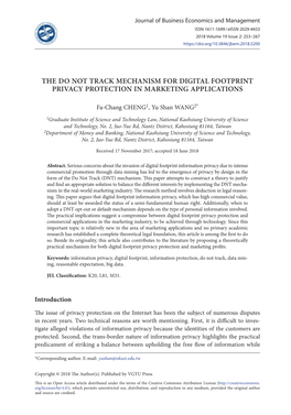 The Do Not Track Mechanism for Digital Footprint Privacy Protection in Marketing Applications