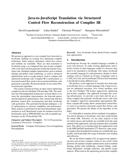 Java-To-Javascript Translation Via Structured Control Flow Reconstruction of Compiler IR