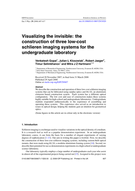 The Construction of Three Low-Cost Schlieren Imaging Systems for the Undergraduate Laboratory