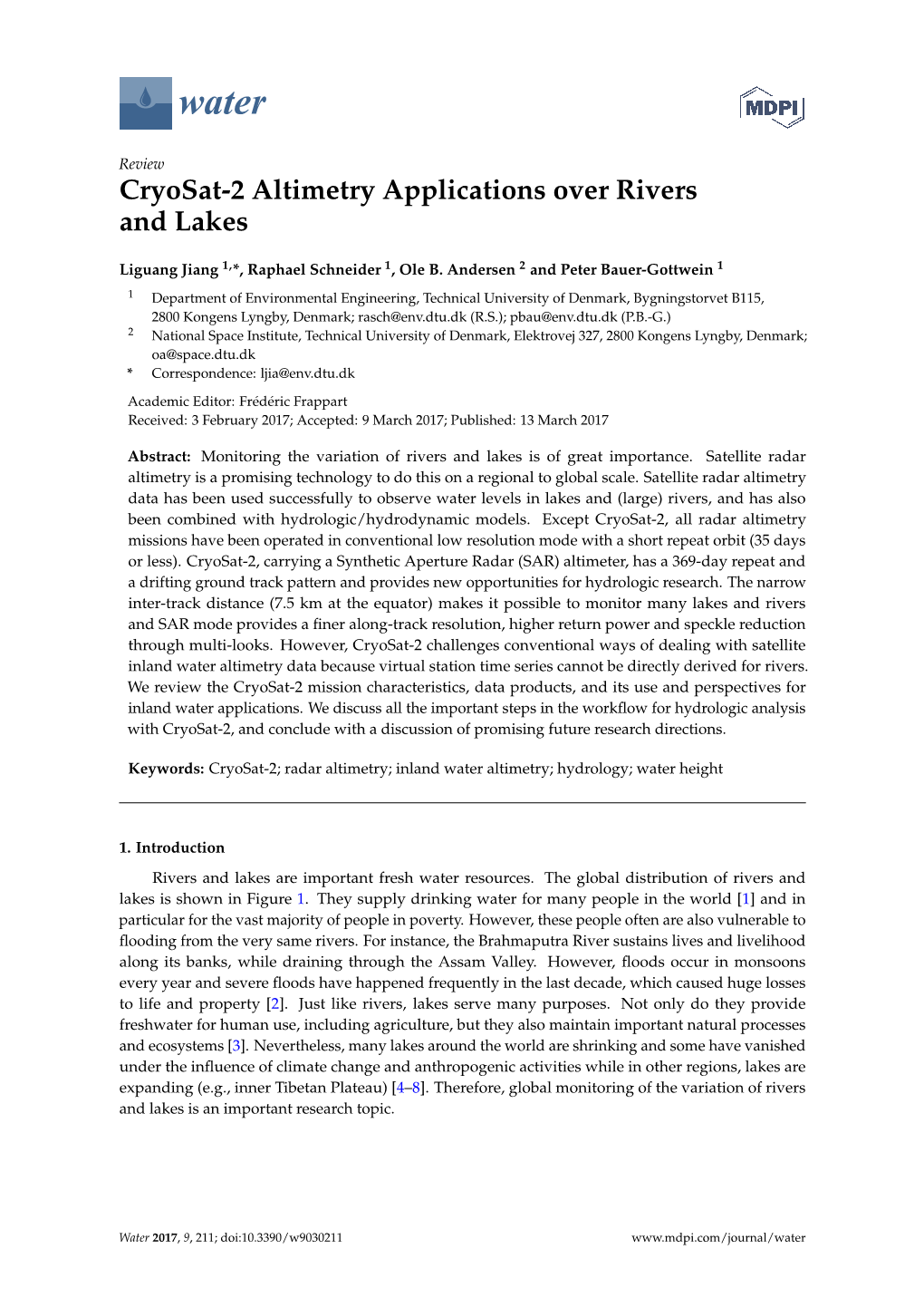 Cryosat-2 Altimetry Applications Over Rivers and Lakes