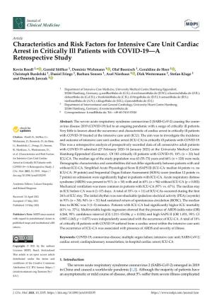 Characteristics and Risk Factors for Intensive Care Unit Cardiac Arrest in Critically Ill Patients with COVID-19—A Retrospective Study