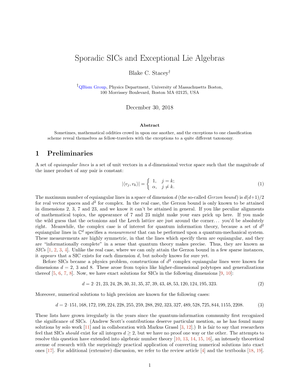 Sporadic Sics and Exceptional Lie Algebras