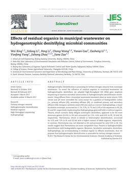 Effects of Residual Organics in Municipal Wastewater on Hydrogenotrophic Denitrifying Microbial Communities