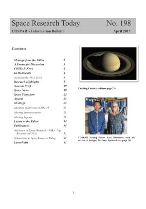 Space Research Today No. 198 COSPAR’S Information Bulletin April 2017