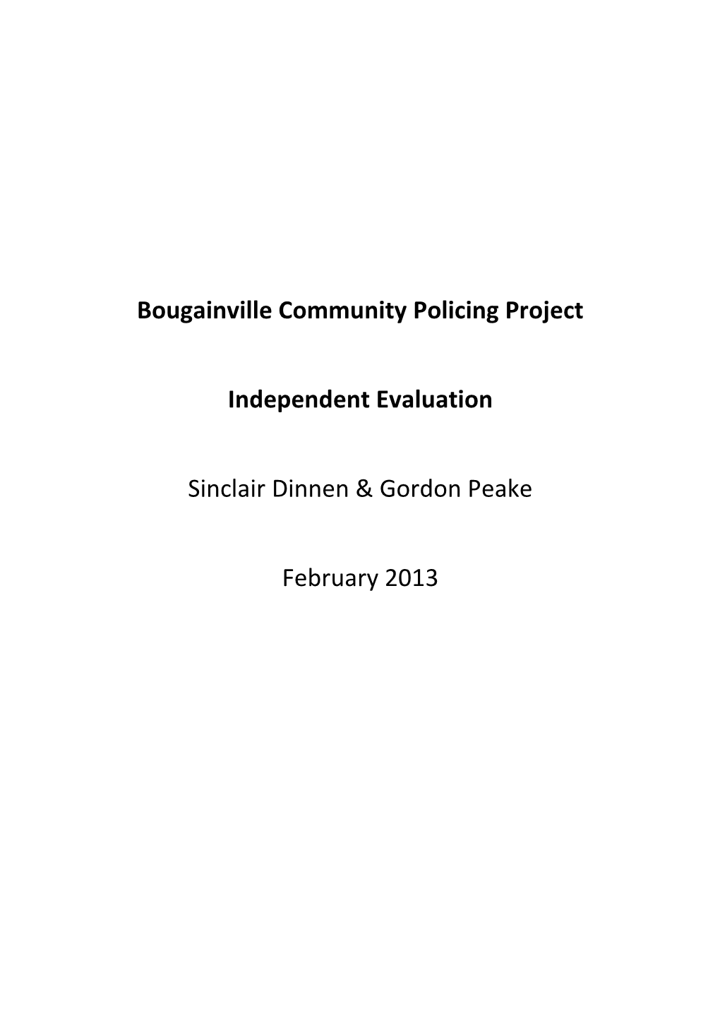 Bougainville Community Policing Project Independent Evaluation