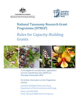 2018-19 NTRGP Capacity-Building Grant Rules