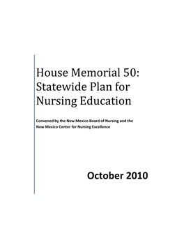 House Memorial 50: Statewide Plan for Nursing Education