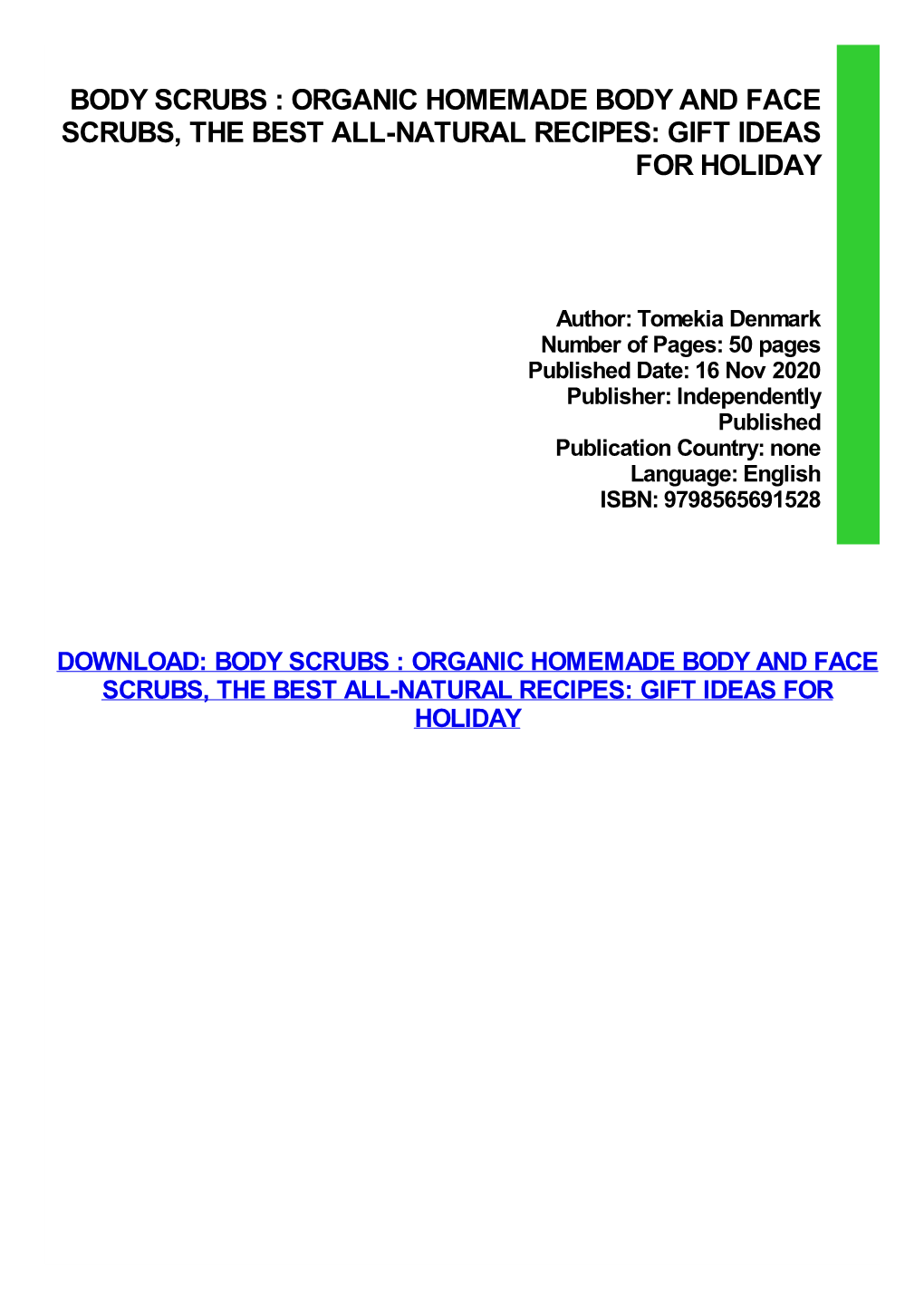 PDF Download Body Scrubs : Organic Homemade Body