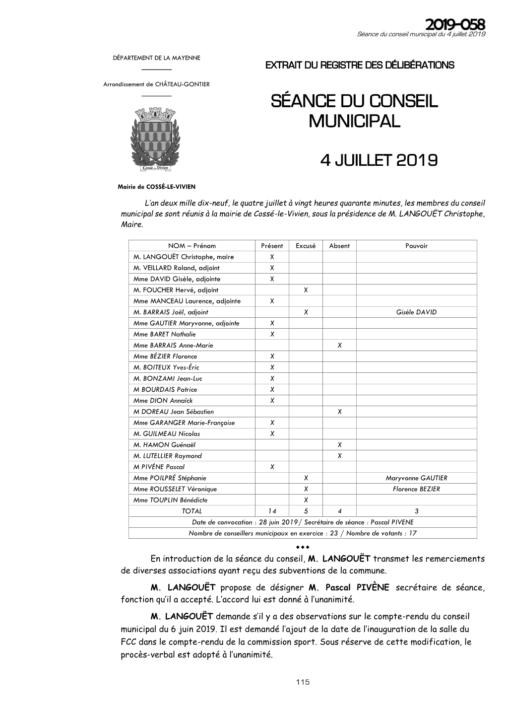 Séance Du Conseil Municipal 2019-058