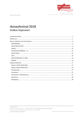Pressemappe Donaufestival 2018