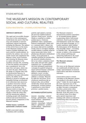 The Museum's Mission in Contemporary Social And