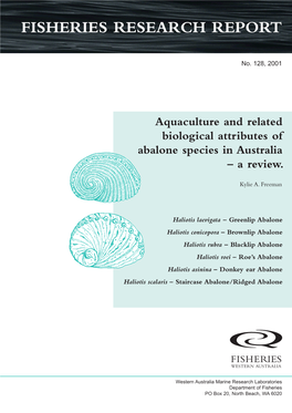 Aquaculture and Related Biological Attributes of Abalone Species in Australia – a Review
