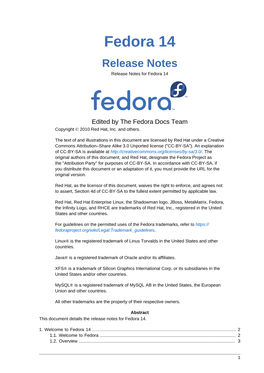 Release Notes for Fedora 14