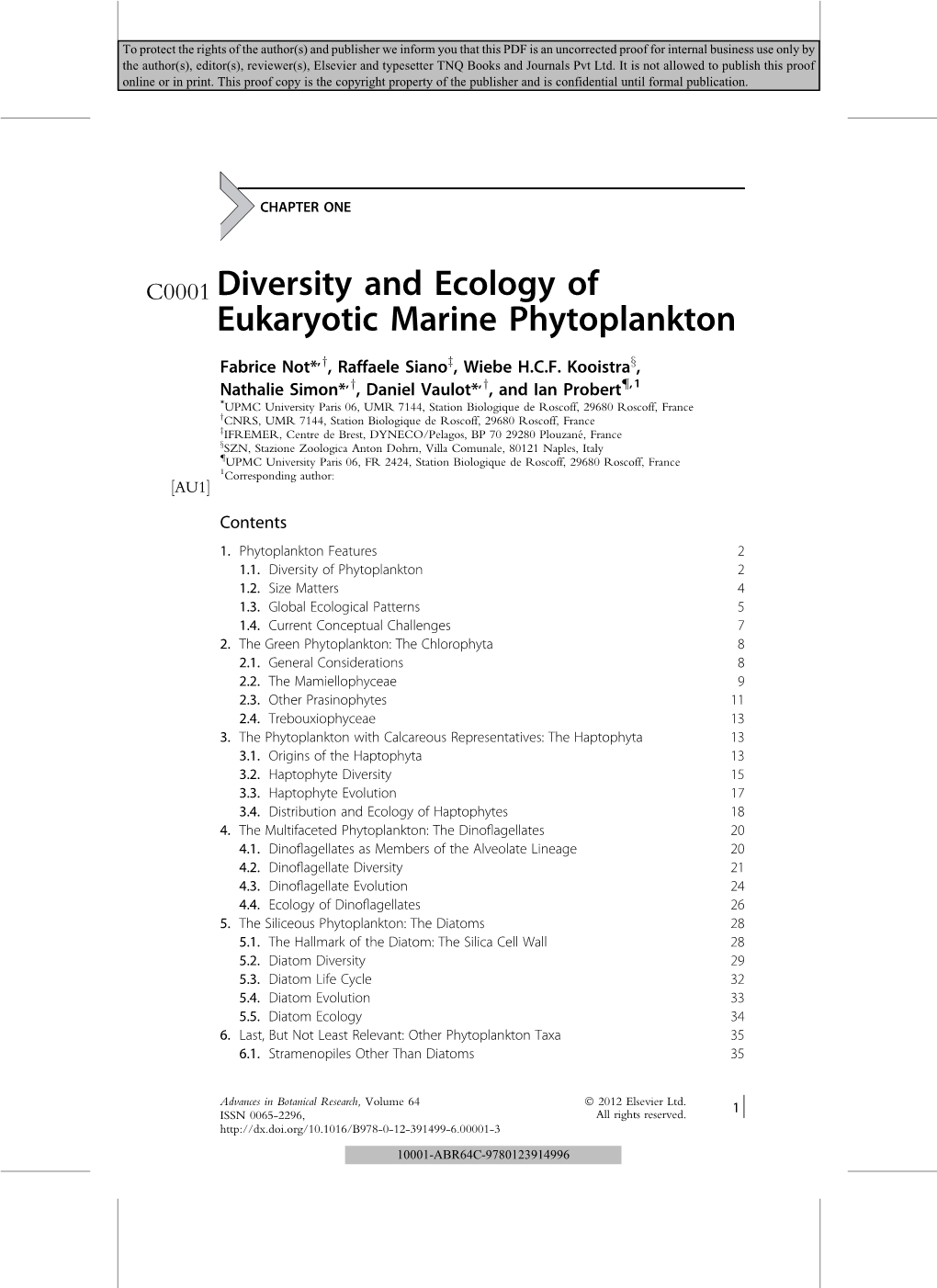 C0001 Diversity and Ecology of Eukaryotic Marine Phytoplankton