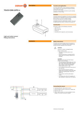 Mounting Instructions OSRAM Sensor Touch DIM LS/PD LI Light And