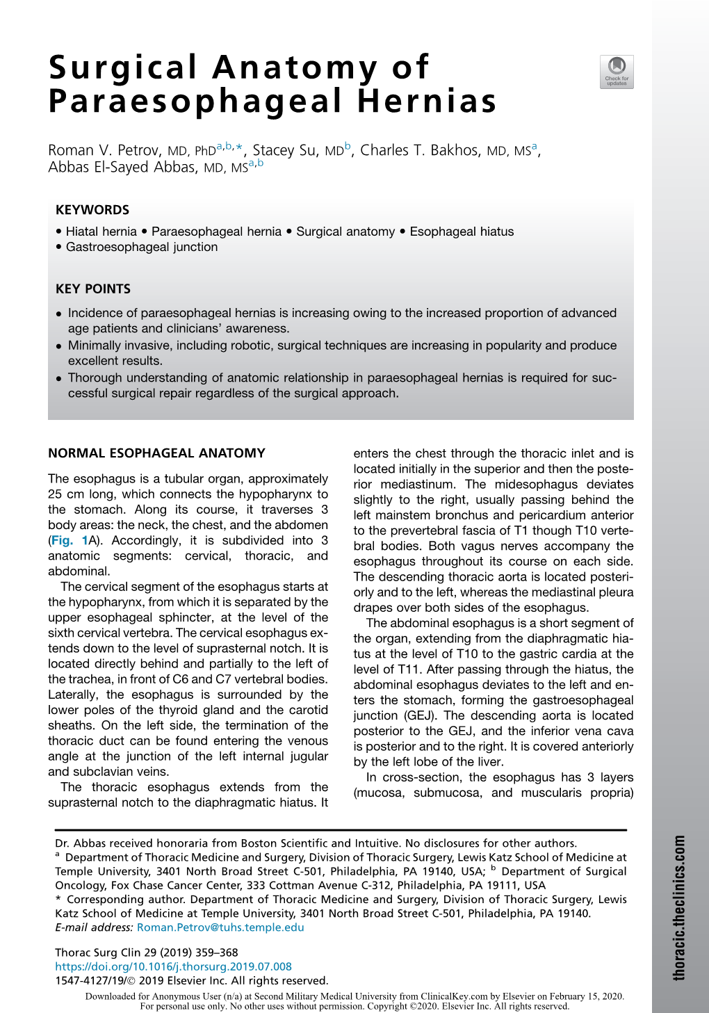 Surgical Anatomy Of Paraesophageal Hernias - DocsLib