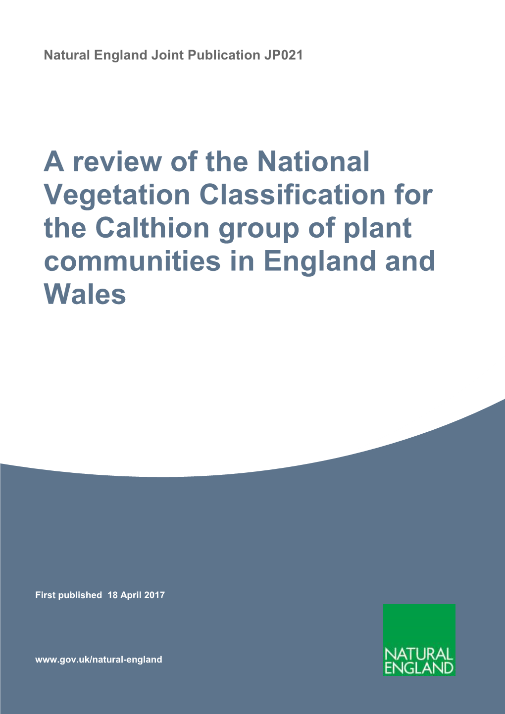 A Review Of The National Vegetation Classification For The Calthion ...