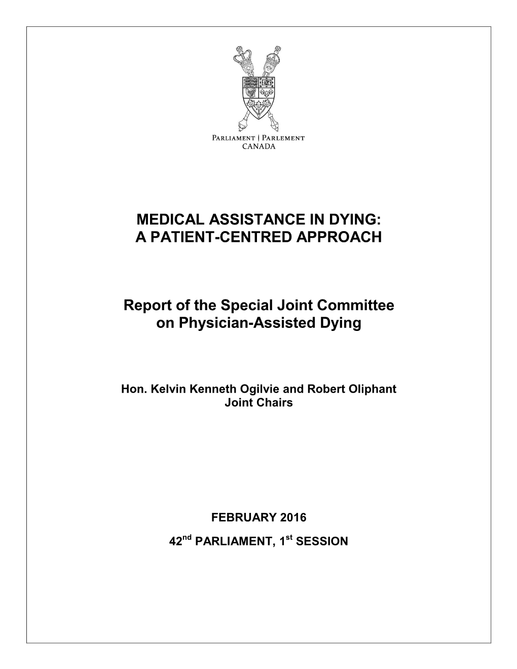 Medical Assistance in Dying: a Patient-Centred Approach