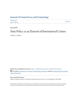 State Policy As an Element of International Crimes William A