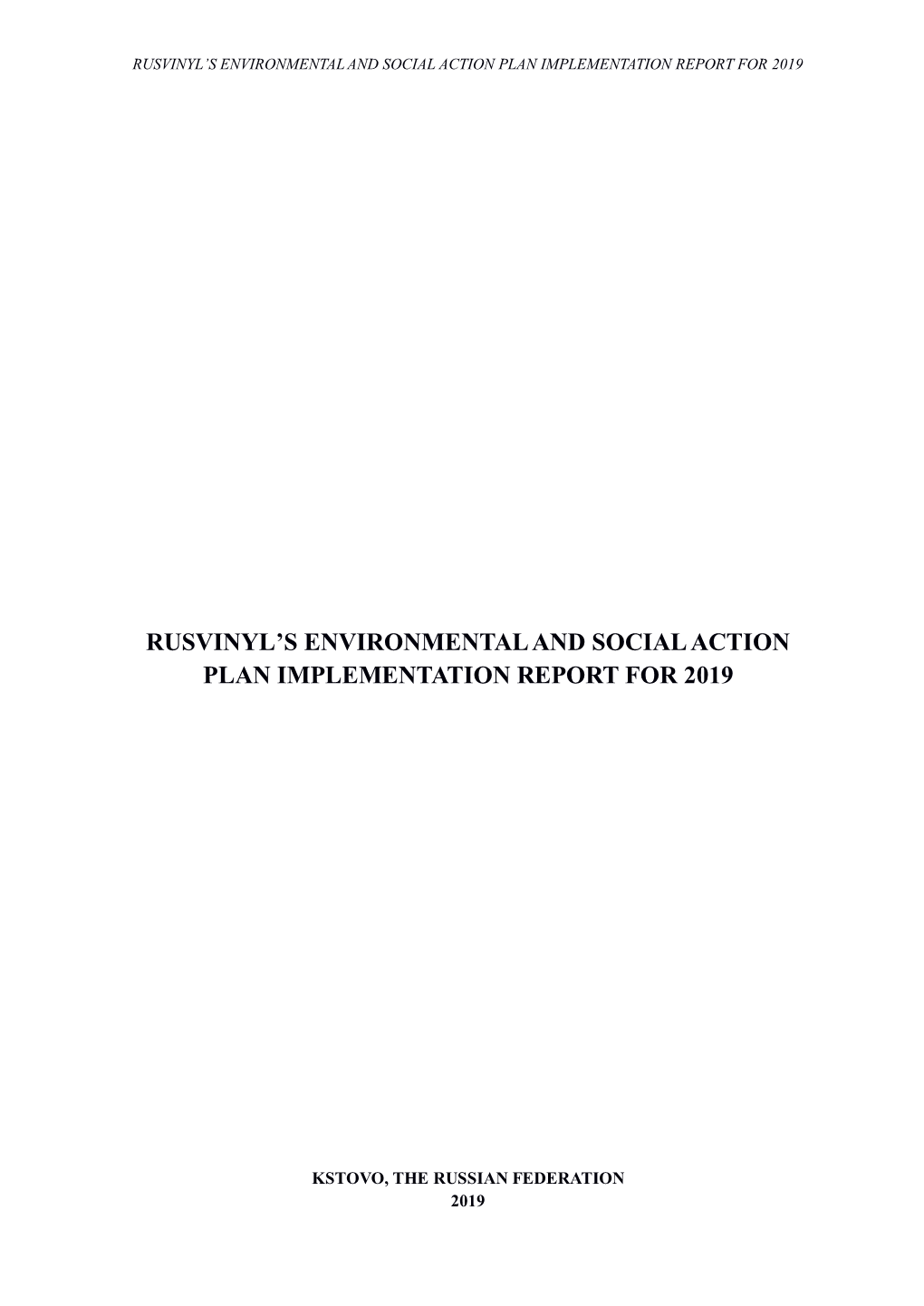 Rusvinyl's Environmental and Social Action Plan