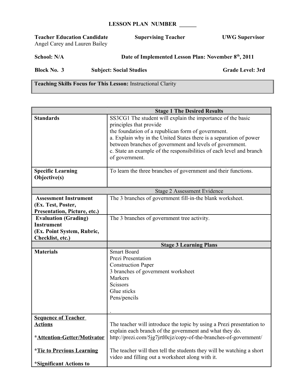 Lesson Planning Template