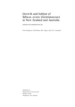 Gentianaceae) in New Zealand and Australia