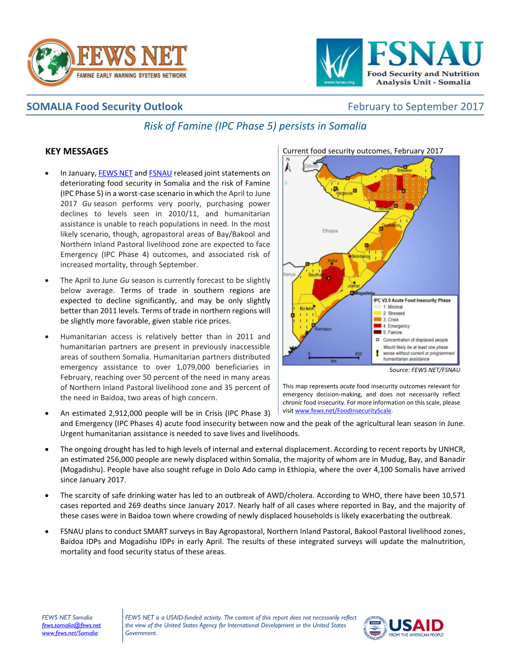 Somalia Food Security Outlook, February to September 2017