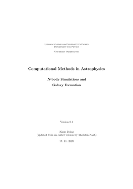 Numerical Methods in Astrophysics – N-Body Simulations and Galaxy