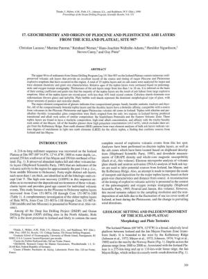 17. Geochemistry and Origin of Pliocene and Pleistocene Ash Layers from the Iceland Plateau, Site 9071