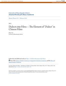 The Element of “Dialect” in Chinese Films" (2013)