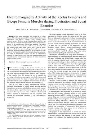 Electromyography Activity of the Rectus Femoris and Biceps Femoris Muscles During Prostration and Squat Exercise Mohd Safee M