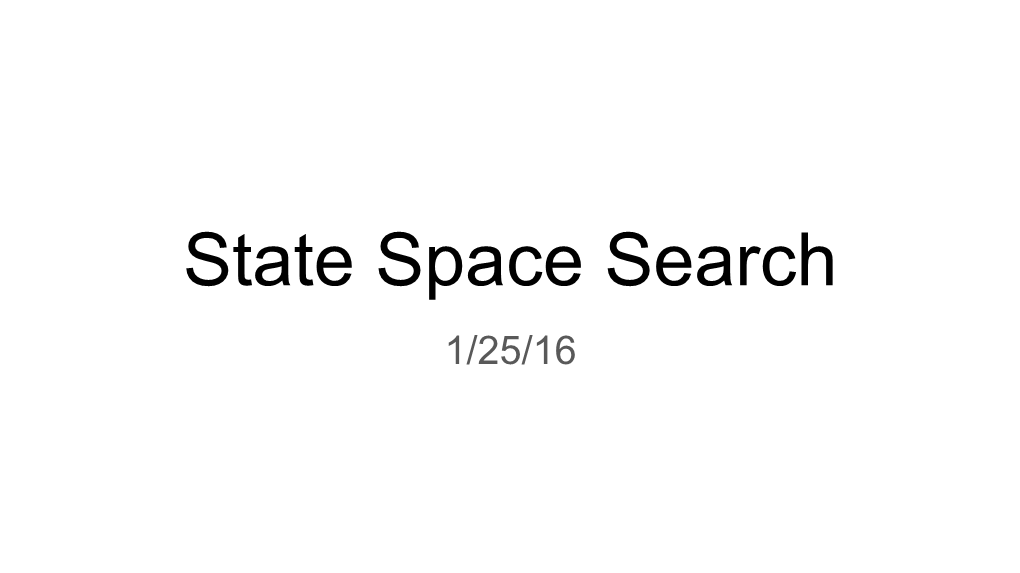 State Space Search 1/25/16 Reading Quiz