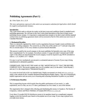 Publishing Agreements (Part 1)